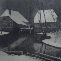 Franz Hecker Mühle im Schnee Angebot