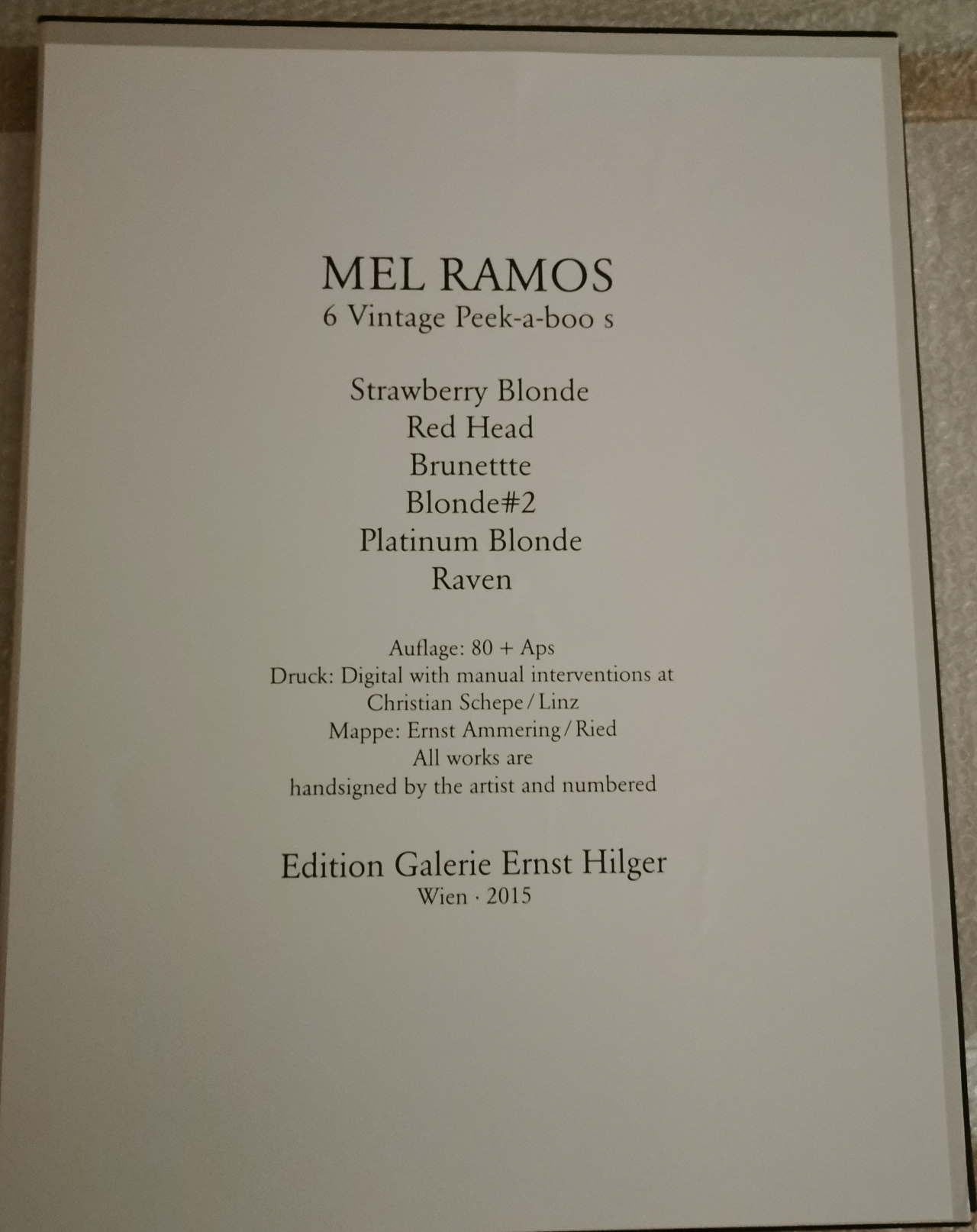 Mel Ramos Vintage Peek-A-Boo Portfolio red head inhaltsverzeichnis